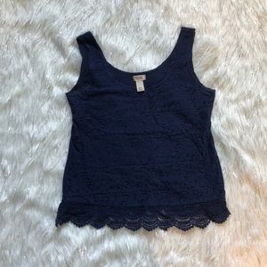Navy Blue Lace Tank Top (M)